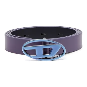 DIESEL Logo Buckle, Smooth Buckle Leather Belts Women's Purple