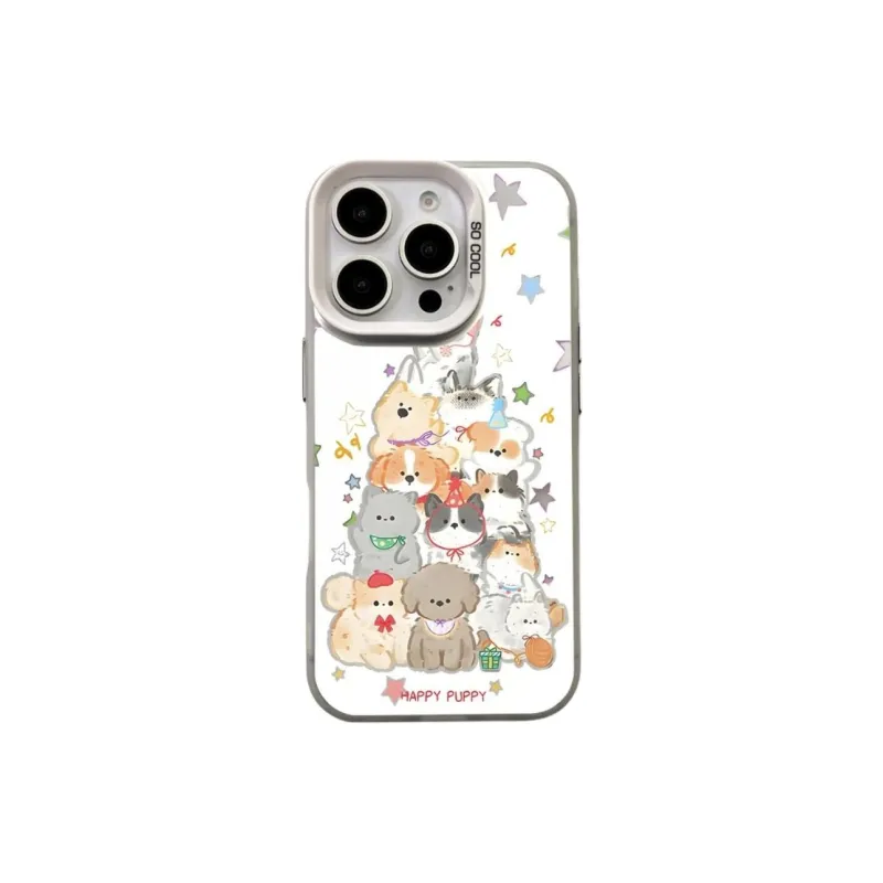 Sopi Acrylic Material Cat And Dog Stacking Fun Phone Cases Compatible With IPhone 16/15 Pro Max/Apple 13/14 Pro/Max-0