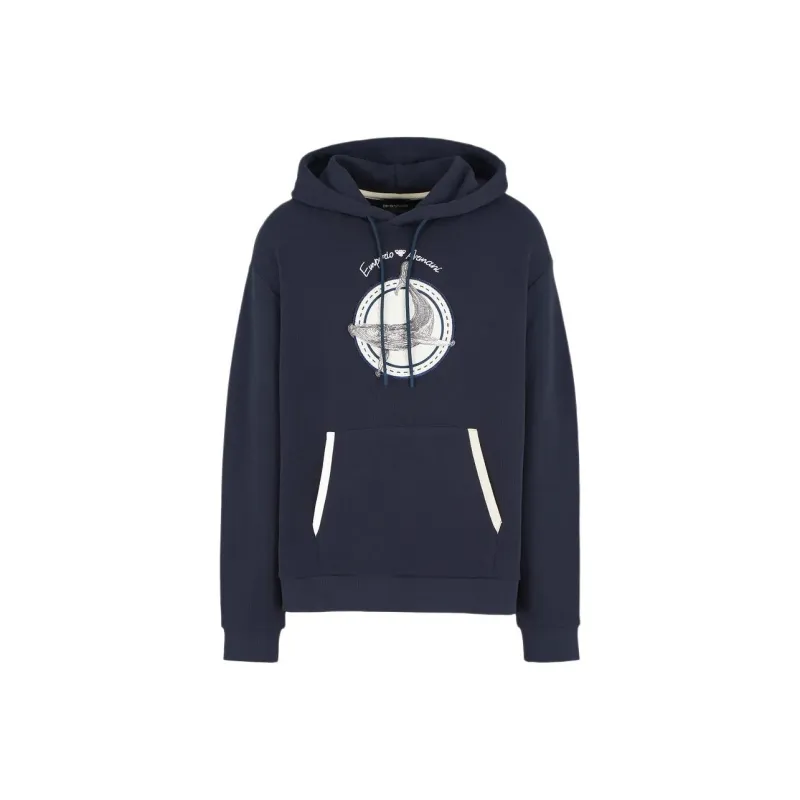 EMPORIO ARMANI Logo Printed Drawstring Hoodie-0