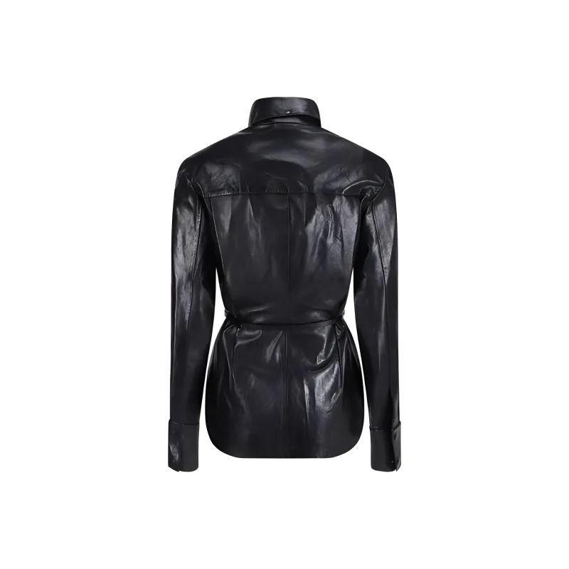 SportMax Larix Belted Leather Jacket-1