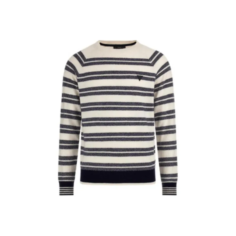 GUESS Sweater Men's White Blue Stripes-0