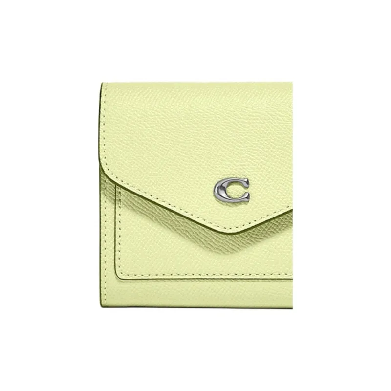 COACH Wyn Leather Envelope Bag, Clutch, Coin Purse, Wallet Women's Candy Yellow Green-2