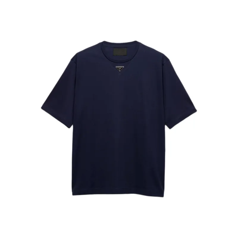 PRADA Enamel Triangle-logo Cotton T-shirt-0