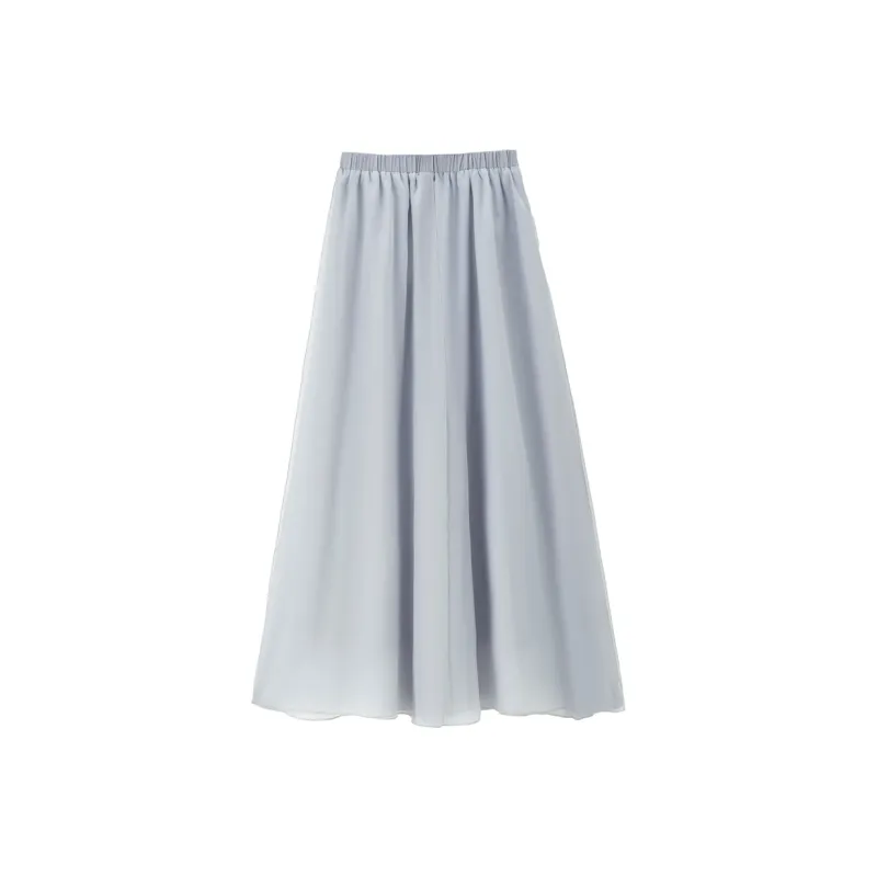 UNIQLO Casual Long Skirt Women's Clear Cloud Gray-1
