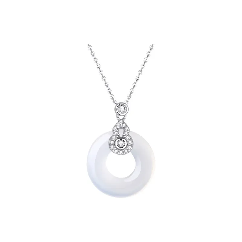 Artisan Lock Heart Jade Natural Chalcedony Jade Necklaces Women's-3