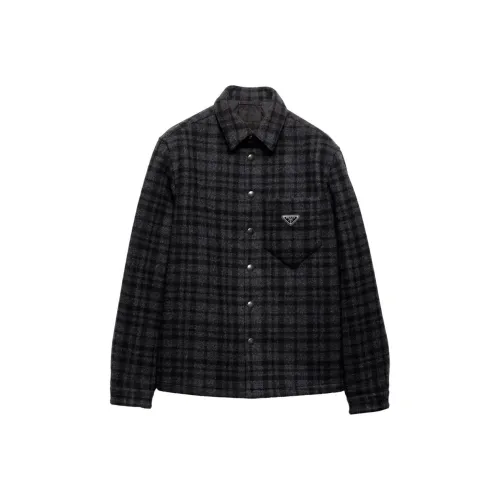 PRADA Triangle Logo Checked Shirt