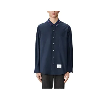 THOM BROWNE Rwb Striped Curved Hem Shirt