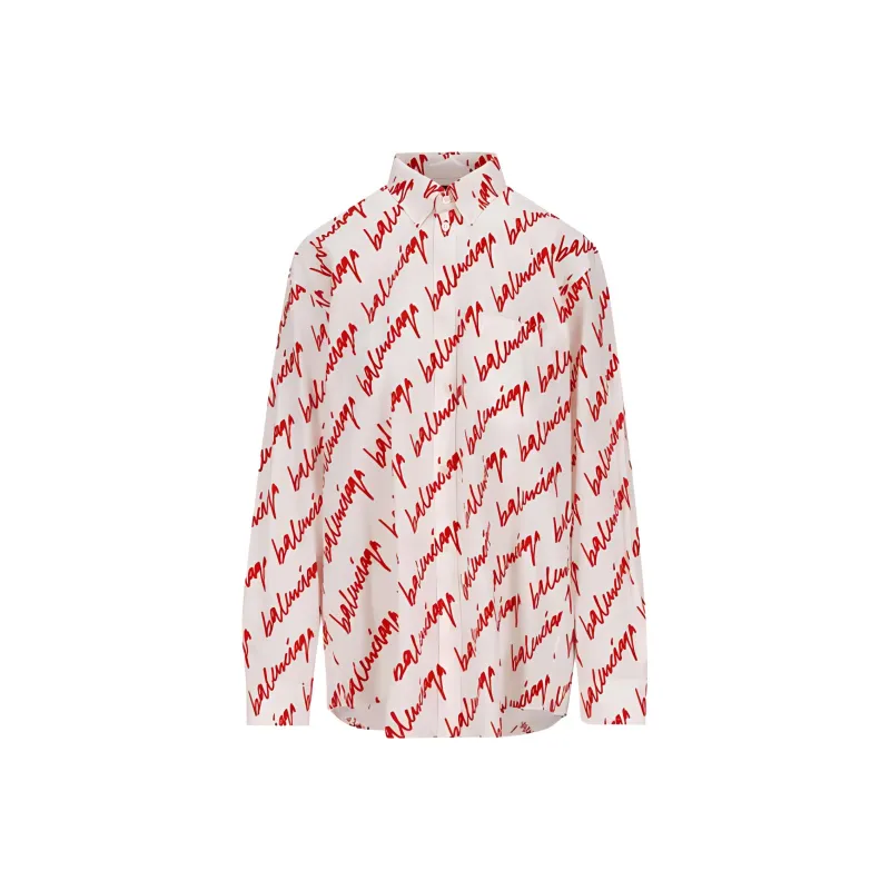 Balenciaga Allover Logo Print Long Sleeved Shirt-1