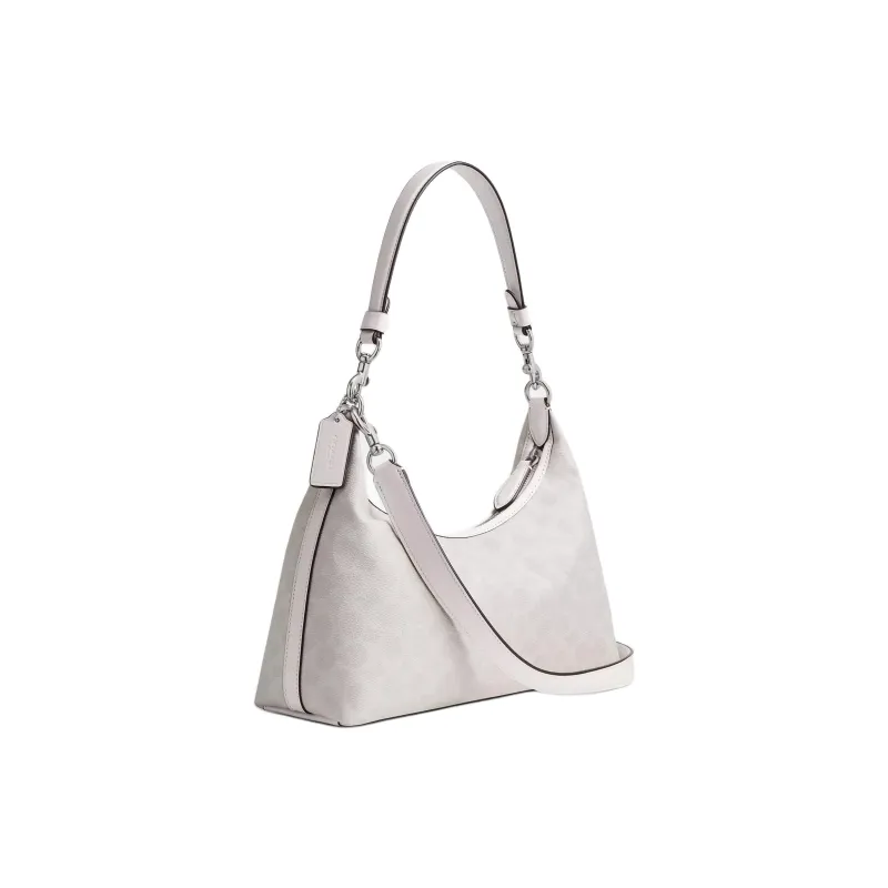 COACH Juliet Coated Canvas Shoulder Bag Large Size Women's Silver & Chalk-1