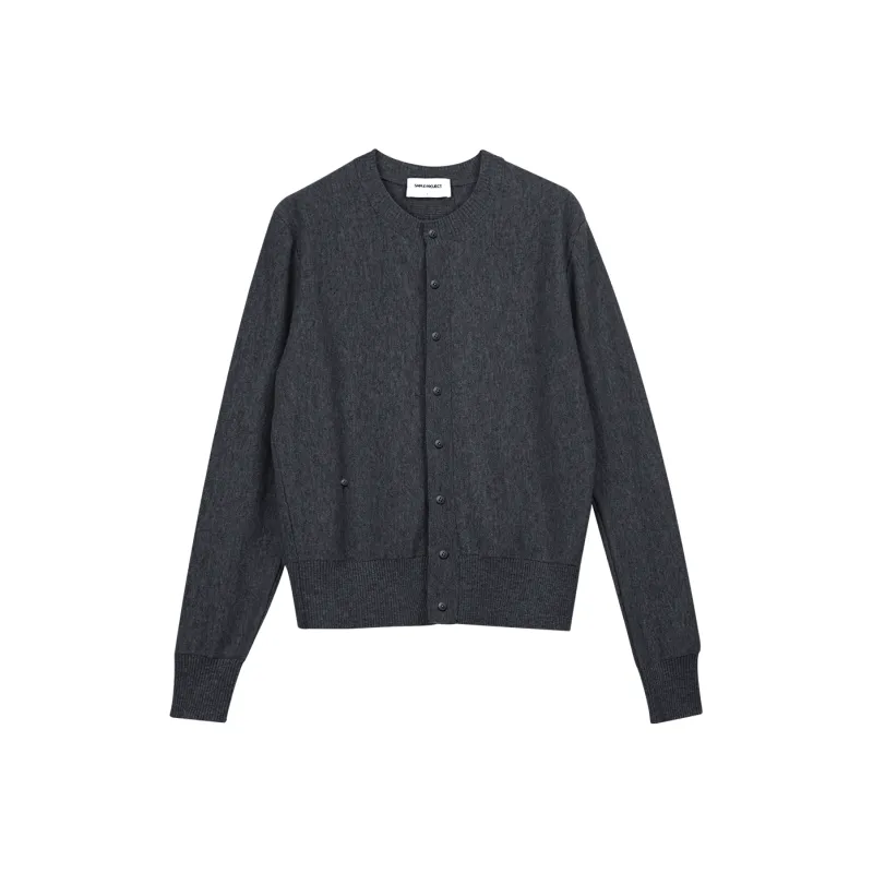 SIMPLE PROJECT Crew neck Wool Cardigan Sweater Unisex-2