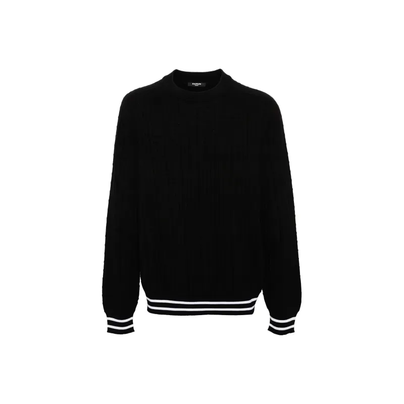BALMAIN Patterned Jacquard Crewneck Jumper-0