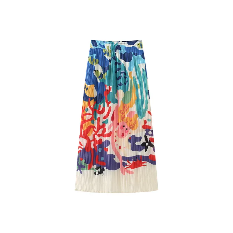 Wbwq Casual Long Skirt Women's Colorful Floral-5