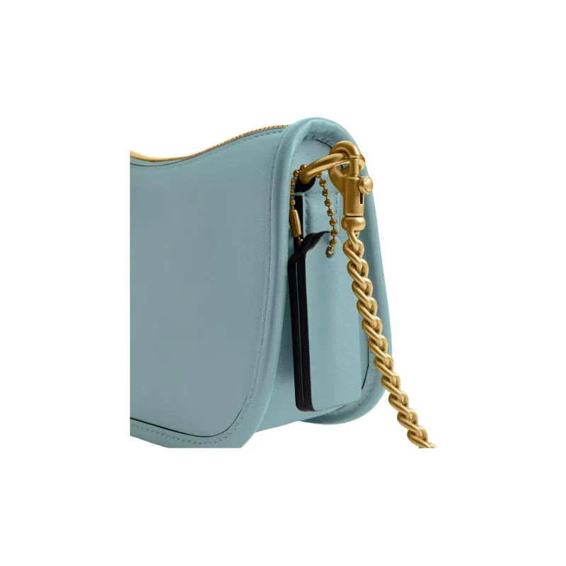 COACH Swinger Leather Handbag, Shoulder Bag Small Size Women's Light Blue-5