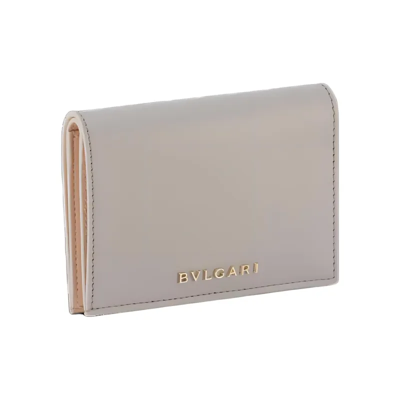 BVLGARI Calfskin Card Holder Women's Gray-1