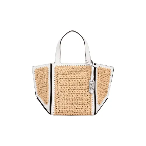 MICHAEL KORS Jordi Leather Tote Bag, Shopping Bag, Handbag Small Size Women's Natural & Optical White Color