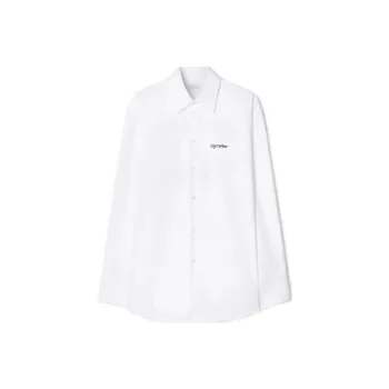 Off Logo Embroidered Long Sleeved Shirt