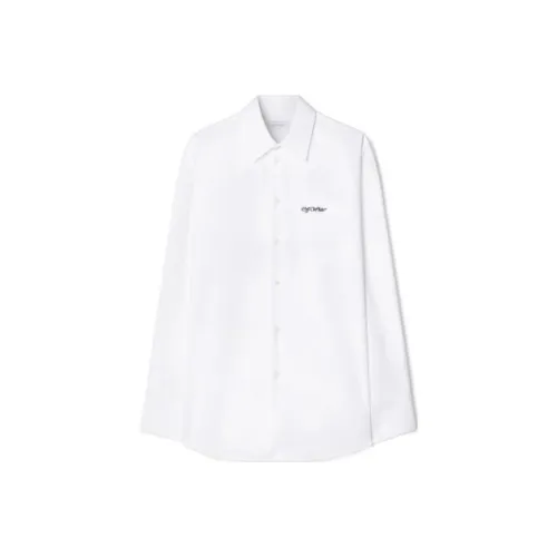 Off Logo Embroidered Long Sleeved Shirt