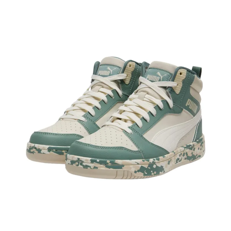 PUMA Rebound V6 High Top Training Shoes Men's White Green-2