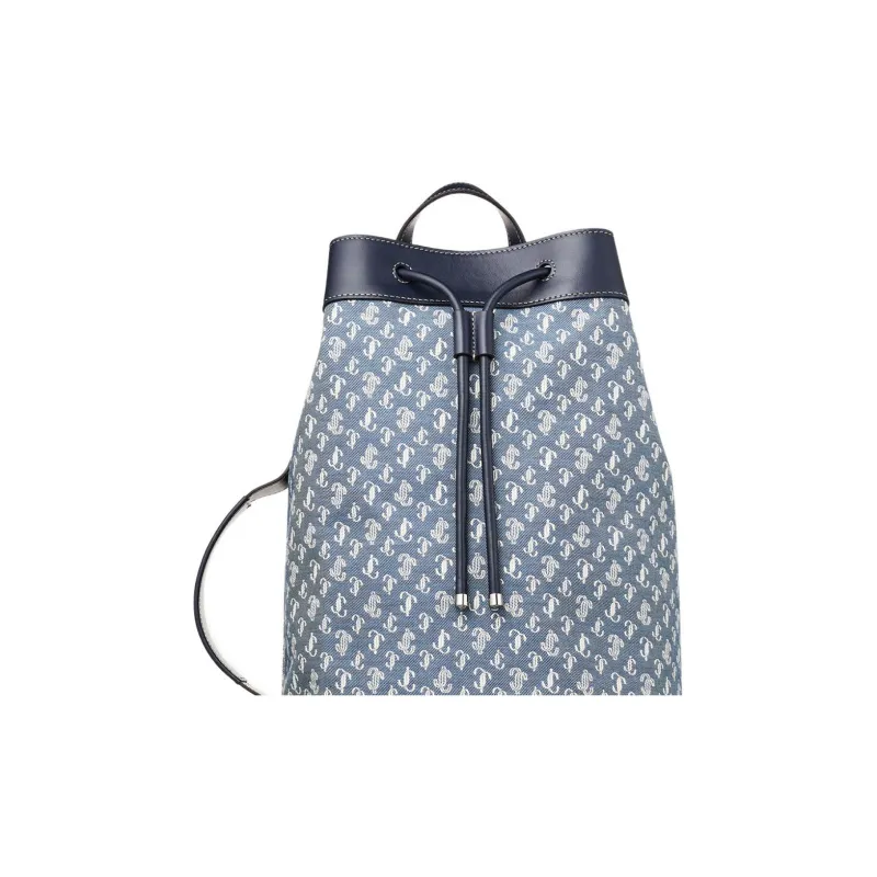 Jimmy Choo Denim With Leather Bucket Bags Shoulder Bag Crossbody Bag Men's Blue-3