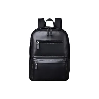 VIHUS Top Grain Cow Leather Backpack Men's Black