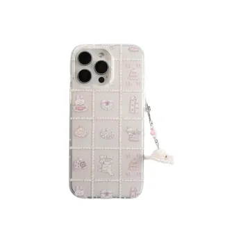 Sopi Acrylic Material Rabbit Cake Grid Phone Cases Compatible With IPhone 16/15 Pro Max/Apple 13/14 Pro/Max