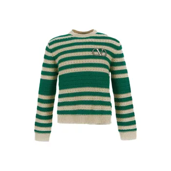 Valentino Logo Embroidered Striped Jumper