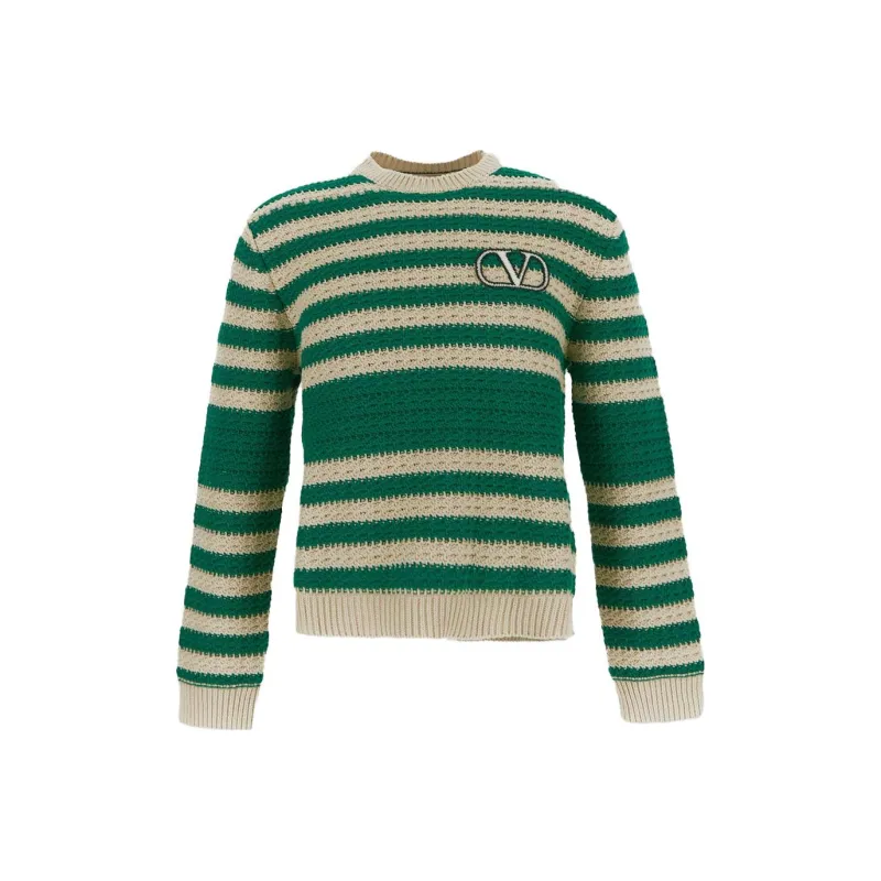 Valentino Logo Embroidered Striped Jumper-0
