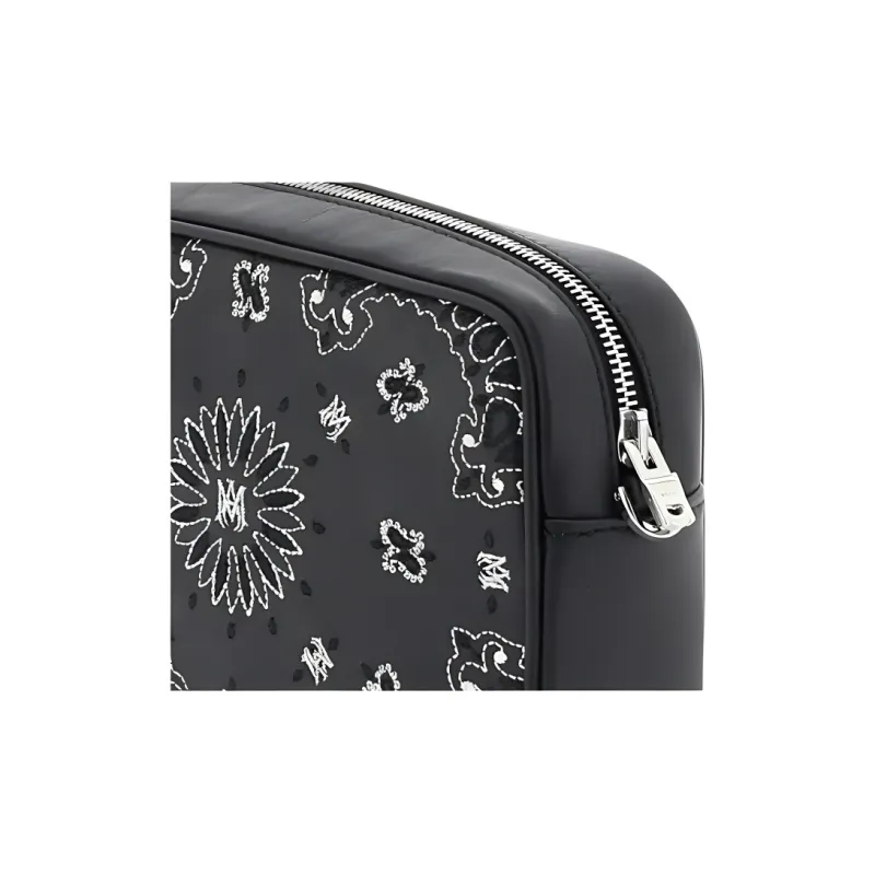 AMIRI Cow Leather Camera Bag Shoulder Bag Crossbody Bag Men's Black-4