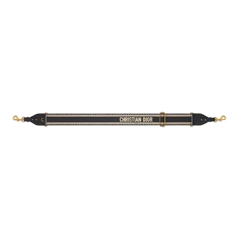 DIOR Embroidery Bag Strap Women's Beige & Black-1