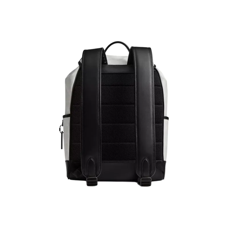 COACH League Coated Canvas Backpack Tubas Men's Black & White-2