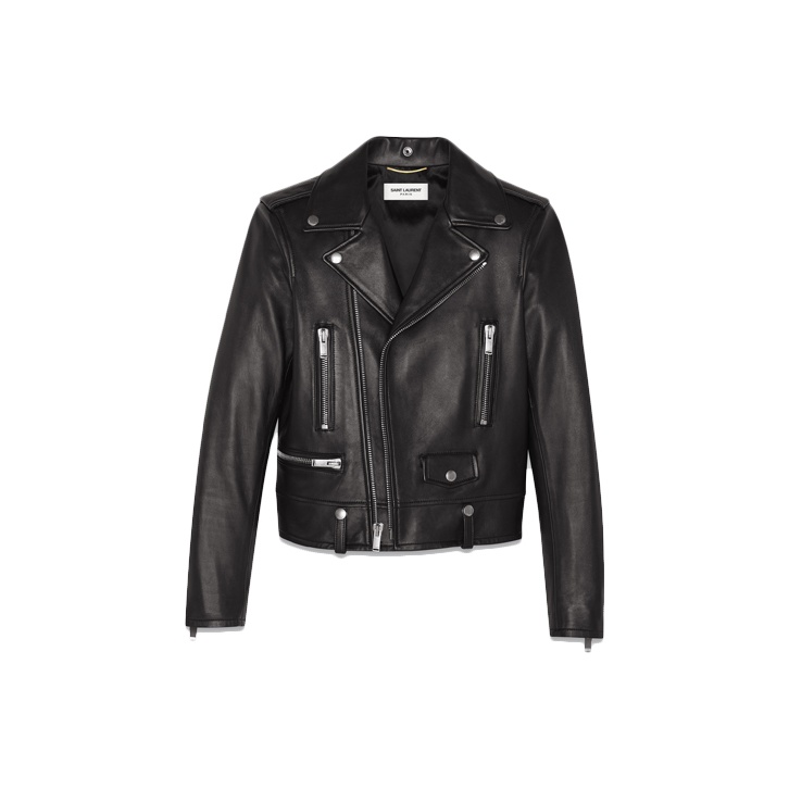 レザージャケット・コート Saint Laurent Padded Biker Jacket In Nappa NWT $5390 Saint Laurent Black Studded Calf Leather Biker
