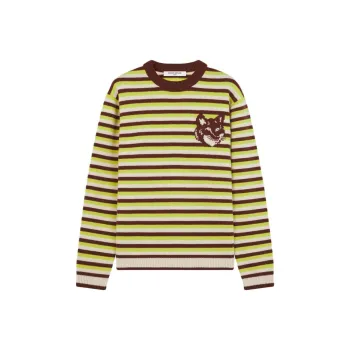 Maison Kitsune Fox Head Intarsia Striped Comfort Jumper