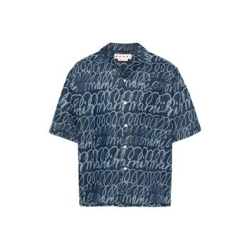 MARNI Echoes print Denim Shirt