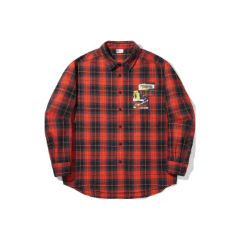 LiNing x PLEASURES Shirt Men's Fiery Red Obsidian Gray Plaid