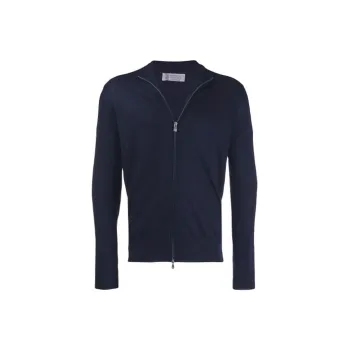 Brunello Cucinelli FW21 Lapel Fitted Long-Sleeved Knitwear Men's Dark Blue