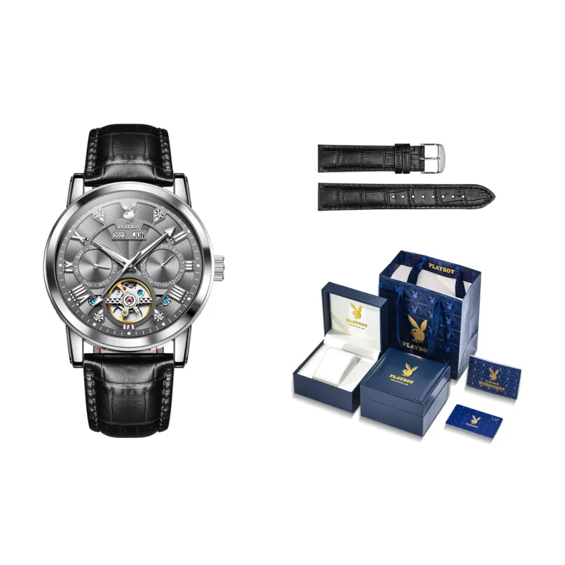Playboy Mechanical Movement Watch Men's Watches Black Dial-12