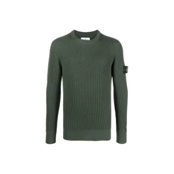STONE ISLAND Logo Patch Ribbed Jumper