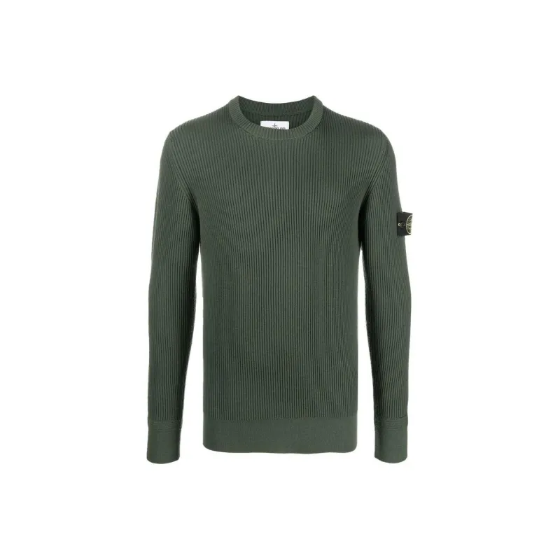 STONE ISLAND Logo Patch Ribbed Jumper-0