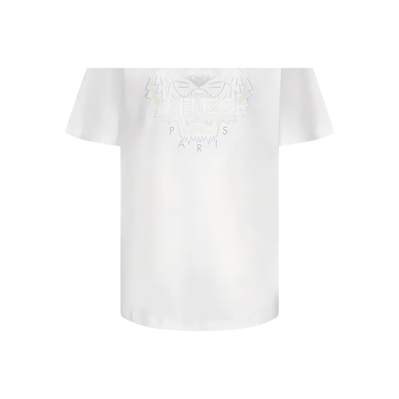 KENZO Classic Tiger Head T Shirts Women's White-4
