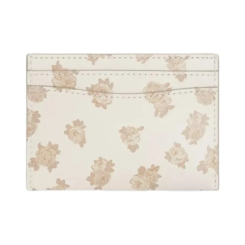 COACH Essential Coated Canvas Card Holder Mini Women's Silver & Chalk Multicolor-1