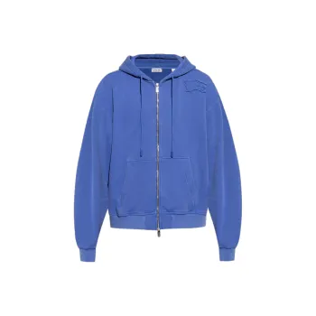 Burberry Ekd Patch Zip Up Drawstring Hoodie