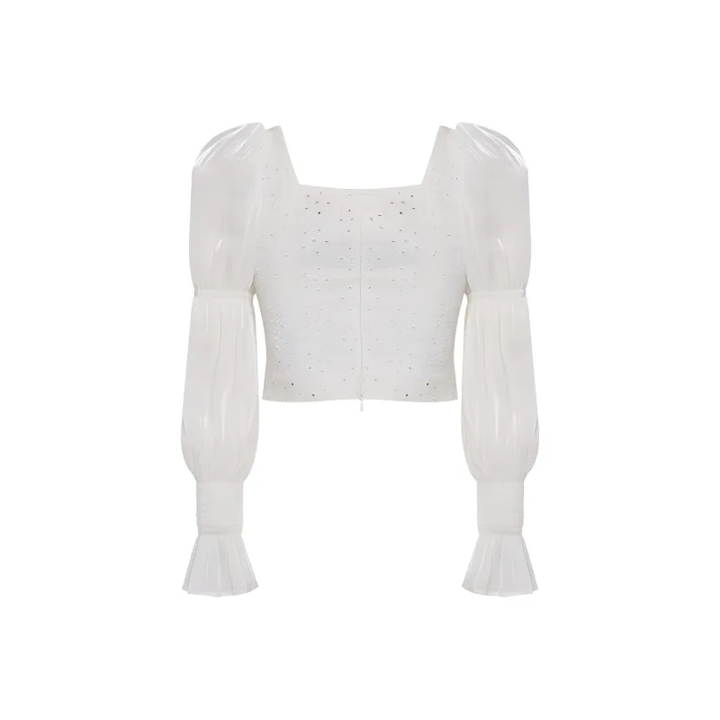 TAMMY TANGS Puff Sleeve T Shirt Women's White-1