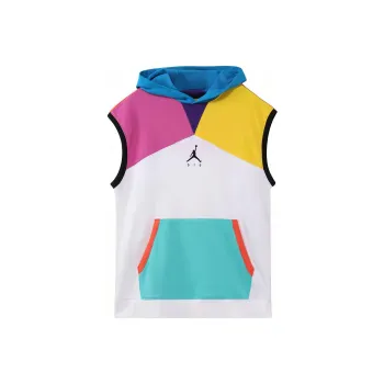 Jordan Men's Casual Sleeveless Pullover Hooded Tank White