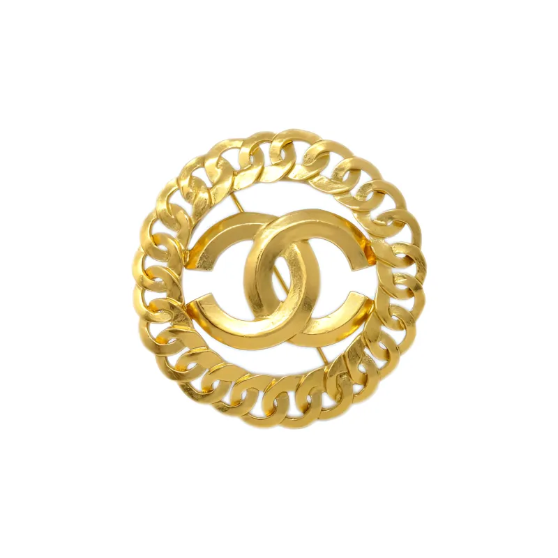 CHANEL 1996 Plated Cc Chain Brooch Costume Brooch-0