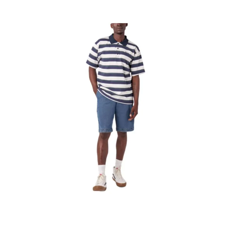 Dickies Polo Shirt Men's Gray White Stripes-0
