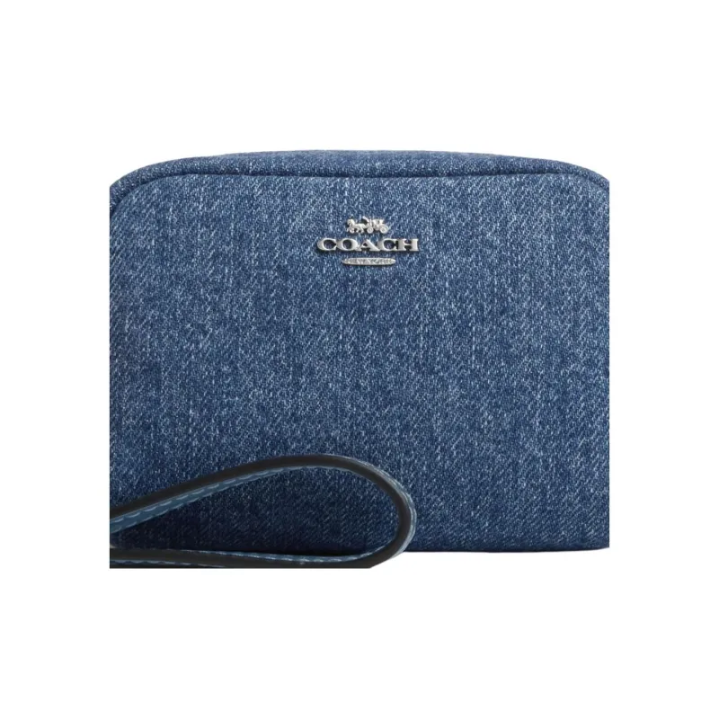 COACH Pouch Denim Clutch Mini Women's Indigo-3