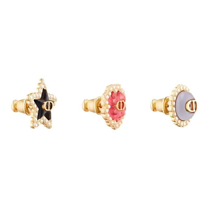 DIOR Metal Stud Earrings Women's Multicolor-1