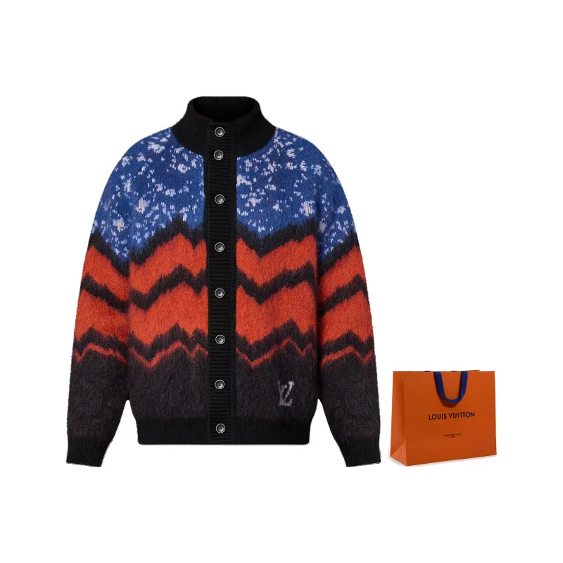 LOUIS VUITTON 2010s Logo Chunky Wool Cardigan-6