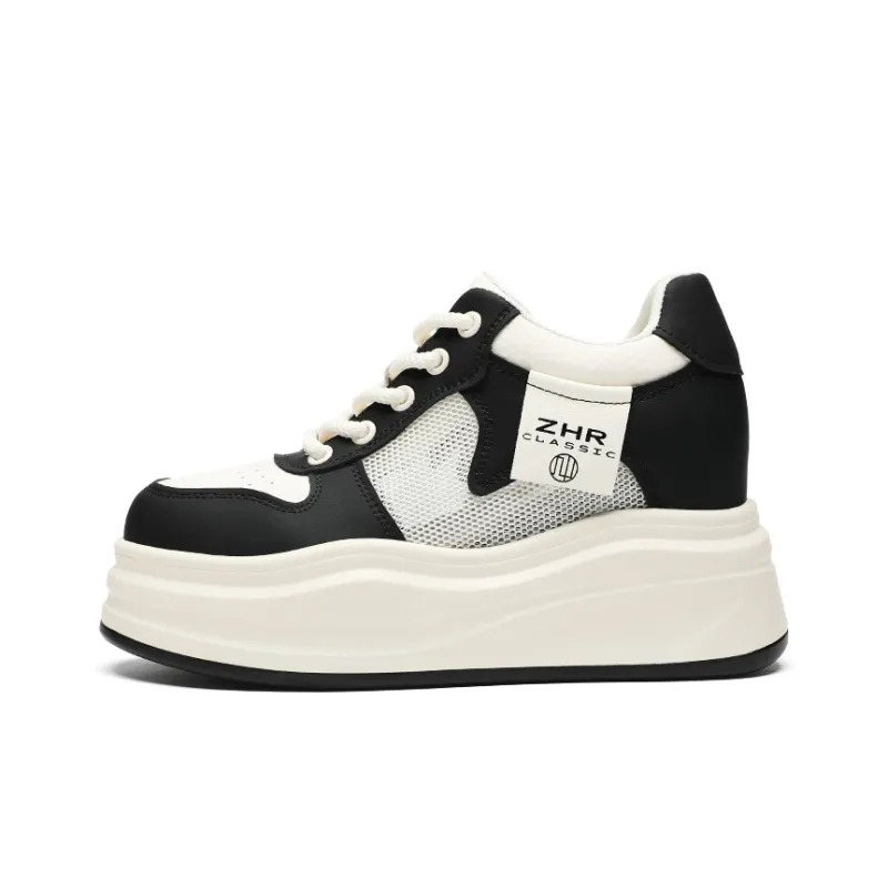 ZHR Platform Mesh White Sneakers Anti Slip Wear Resistant Low Top Skateboard Shoes Women's-6