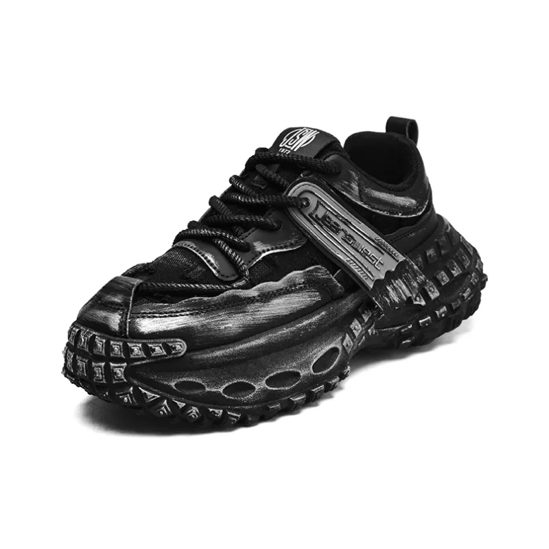 JEANSWEST Paris Distressed Wasteland Style Slip Resistant, Abrasion Resistant, Breathable Low Top Chunky Sneakers Men's-1